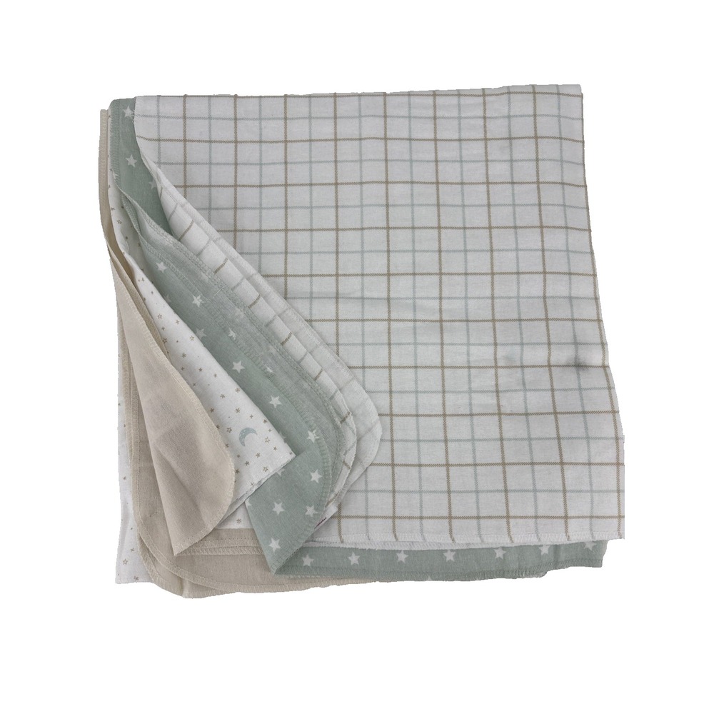 NEW Parents Choice 4pk Boys Moon Plaid Receiving Blankets 30x30 Walmart NWOT